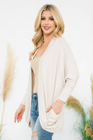 Perfect Peach - YMC30006V-SOLID DOLMAN SLEEVE OPEN CARDIGAN WITH SIDE POCKET: XL / Aloe