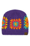 C.C Multi Color Crochet Beanie: Beige