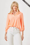 Dear Scarlett - PLUS SIZE Lizzy 3/4 Wrinkle Free Top: 3X / Neon Orange