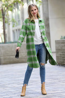 42POPS - .Wool blended Plaid long shacket: GRN-green/grey-156381 / S