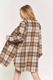 ADORA LA - CEJ2587AX - PLUS SIZE BUTTON DOWN PLAID SHACKET: 1XL / PINK