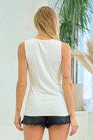 Doe and Rae - Daisy Cut Out Ribbed Tank - 41504T: M / Off White