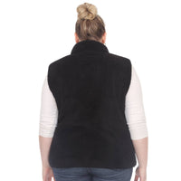 Plus Size Zip up sherpa vest: 2X / Black