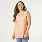 COCO + CARMEN - Maeve Tank with Cap Sleeve Ruffle: XXL / White