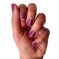 Ivy & Ash - Mulberry Spice | Deep Purple Gold Glitter Stripe Nail Wraps