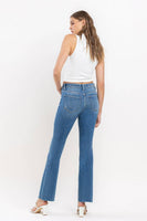 VERVET by FLYING MONKEY - MID RISE CLEAN CUT RAW HEM ANKLE BOOTCUT JEANS T6204: WELL-ROUNDED / 30