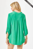 Dear Scarlett - PLUS SIZE Lizzy 3/4 Wrinkle Free Top: XL / Neon Blue