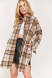 ADORA LA - CEJ2587AX - PLUS SIZE BUTTON DOWN PLAID SHACKET: 3XL / PINK