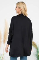 Perfect Peach - YMC30006V-SOLID DOLMAN SLEEVE OPEN CARDIGAN WITH SIDE POCKET: S / Aloe