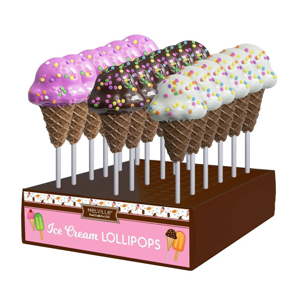 Melville Candy Company - Confetti Ice Cream Lollipops - Assorted: 24 pack with display