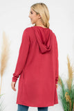 Perfect Peach - YMC30009XV-PLUS SIZE LONG SLEEVE OPEN FRONT FRENCH TERRY: (3X) / Marsala