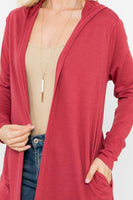 Perfect Peach - YMC30009XV-PLUS SIZE LONG SLEEVE OPEN FRONT FRENCH TERRY: (3X) / Marsala