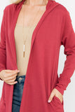 Perfect Peach - YMC30009XV-PLUS SIZE LONG SLEEVE OPEN FRONT FRENCH TERRY: (2X) / Marsala