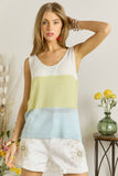 ADORA LA - CESW3008 - COLOR BLOCK V NECK TANK TOP: L / SAGE