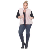 Plus Size Zip up sherpa vest: 2X / Black