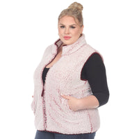 Plus Size Zip up sherpa vest: 3X / Sheep Grey