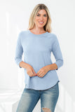 Perfect Peach - YMT20073V-3/4 SLEEVE ROUND HEM SOLID TOP: M / Green Light