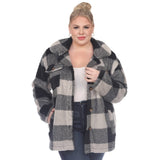 Plus Size Plaid Shacket: 2X / Coffee/White