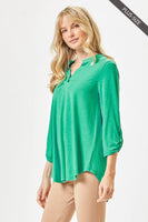 Dear Scarlett - PLUS SIZE Lizzy 3/4 Wrinkle Free Top: XL / Neon Blue