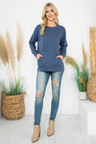 Perfect Peach - YMT20011V-LONG SLEEVE FRENCH TERRY TOP WITH KANGAROO POCKET: L / Mustard