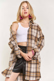 ADORA LA - CEJ2587A - BUTTON DOWN PLAID SHACKET: M / PINK