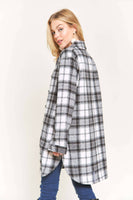 ADORA LA - CEJ2587A - BUTTON DOWN PLAID SHACKET: S / PINK