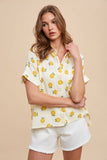 anniewear - SUNFLOWER PRINTED COTTON GAUZE BUTTON DOWN SHIRT_AT1809: L / Gold