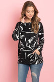 Perfect Peach - PPT2093-KANGAROO POCKET TIE DYE LONG SLEEVE TOP: XL / BLACK