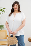 Blu Pepper - PLUS  BUTTON FRONT SHORT SLEEVE WOVEN TOP: PINK