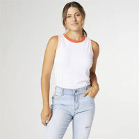 COCO + CARMEN - Keegan Border Trim Tank: L/XL / White/Orange/Pink