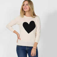 42POPS - ..Sweet heart valentine fitted pullover sweater: M / Navy/Oatmeal-151442