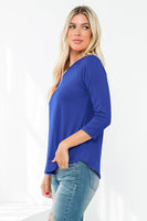 Perfect Peach - YMT20073V-3/4 SLEEVE ROUND HEM SOLID TOP: M / Banana