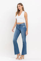 VERVET by FLYING MONKEY - MID RISE CLEAN CUT RAW HEM ANKLE BOOTCUT JEANS T6204: WELL-ROUNDED / 32