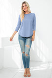 Perfect Peach - YMT20073V-3/4 SLEEVE ROUND HEM SOLID TOP: L / Banana