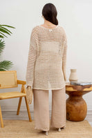 Blu Pepper - PLUS OVERSIZED SHEER CROCHET PULLOVER: NATURAL