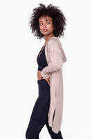 Mono B - Longline Hooded Cardigan with Pockets: S:M:L (2:2:2) / NATURAL