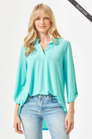 Dear Scarlett - PLUS SIZE Lizzy 3/4 Wrinkle Free Top: 2X / Neon Orange