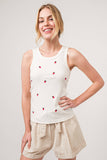 AND THE WHY - ATW15553 - Lemon Embroidered Tank Top: L / White