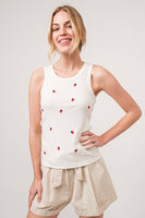 AND THE WHY - ATW15559 - Ice-cream Embroidered Tank Top: S / White