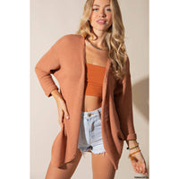 Kori - Western inspired open front cardigan: L / BLUSH