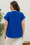 Blu Pepper - PLUS  BUTTON FRONT SHORT SLEEVE WOVEN TOP: ORANGE