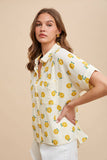 anniewear - SUNFLOWER PRINTED COTTON GAUZE BUTTON DOWN SHIRT_AT1809: L / Gold