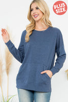 Perfect Peach - YMT20011XV-PLUS SIZE LONG SLEEVE FRENCH TERRY TOP: 2X / Heather Grey Light