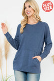 Perfect Peach - YMT20011XV-PLUS SIZE LONG SLEEVE FRENCH TERRY TOP: 2X / Heather Grey Light