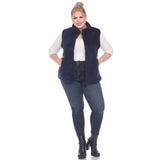 Plus Size Zip up sherpa vest: 2X / Black