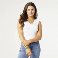 COCO + CARMEN - Madalyn V-Neck Tank Top: S/M / Bright Rose