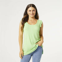 COCO + CARMEN - Maeve Tank with Cap Sleeve Ruffle: L/XL / Bright Green