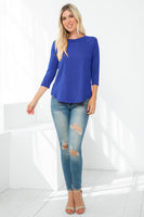 Perfect Peach - YMT20073V-3/4 SLEEVE ROUND HEM SOLID TOP: M / Banana