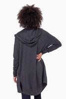 Mono B - Longline Hooded Cardigan with Pockets: S:M:L (2:2:2) / NATURAL