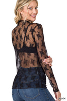 42POPS - ._ SI-25158 Lace See Through Layering Top: BLACK-158653 / S